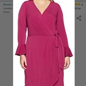 London Times Women's Long Sleeve wrap dress